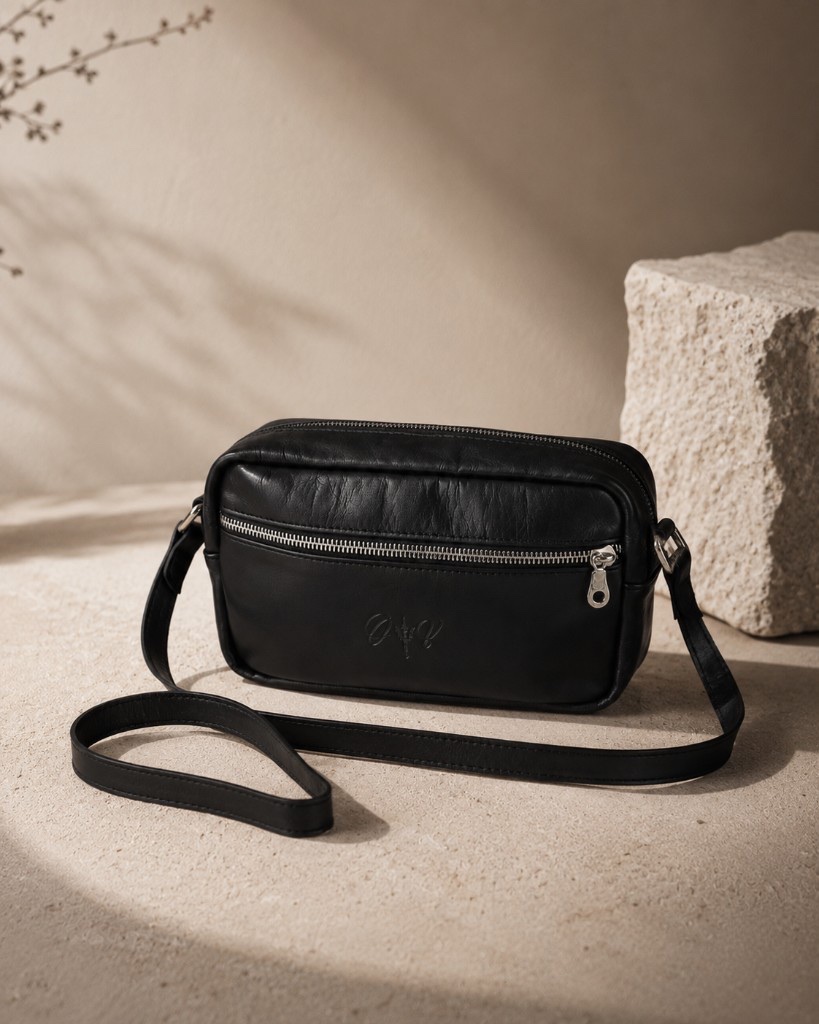 Bandolera Moderna — cuero negro